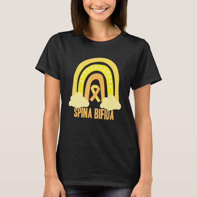 Spina Bifida Awareness Yellow Ribbon For Men Women T-Shirt (Front)