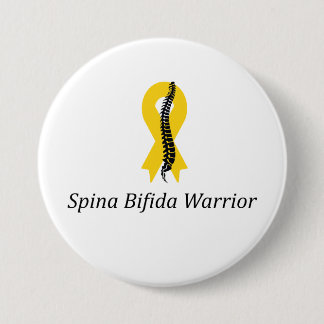 Spina Bifida Warrior Pin Button With Yellow Ribbon