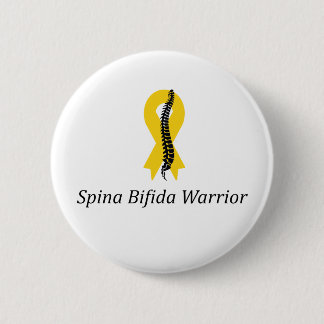 Spina Bifida Warrior Pin Button With Yellow Ribbon