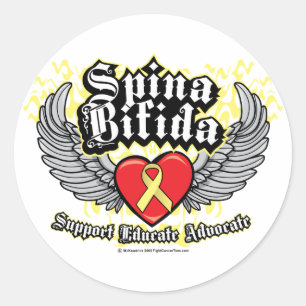 Spina Bifida Wings Classic Round Sticker