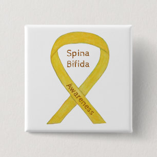Spina Bifida Yellow Awareness Ribbon Pins