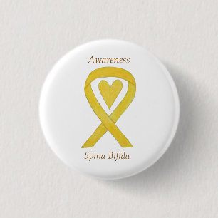 Spina Bifida Yellow Heart Awareness Ribbon Pins