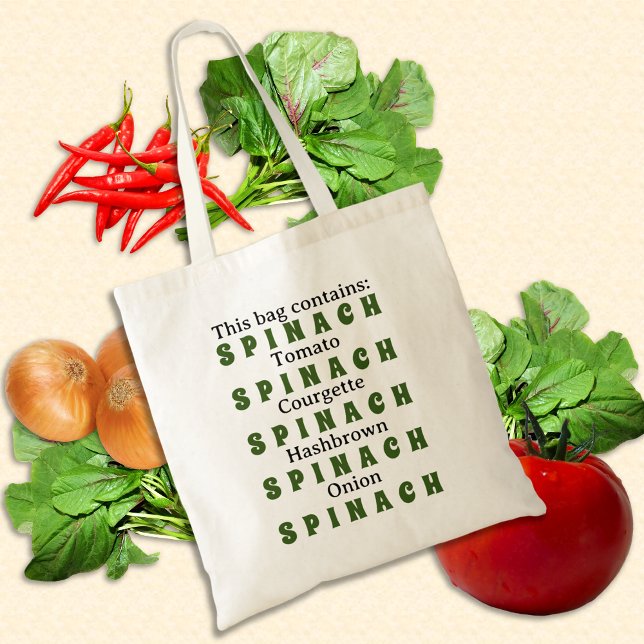 Spinach Featured Foodie theme Tote Bag (Creator Uploaded)