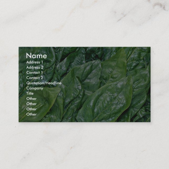 Spinach leaves business card (Front)
