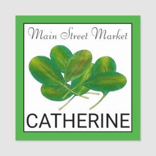 Spinach Leaves Green Vegetable Grocery Market Farm Name Tag