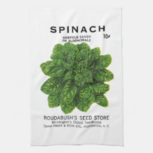 Spinach Seed Packet Label Tea Towel