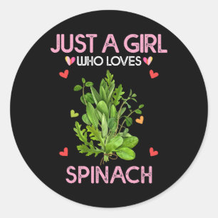 Spinach Shirt For Women Just A Girl Who Loves Spin Classic Round Sticker