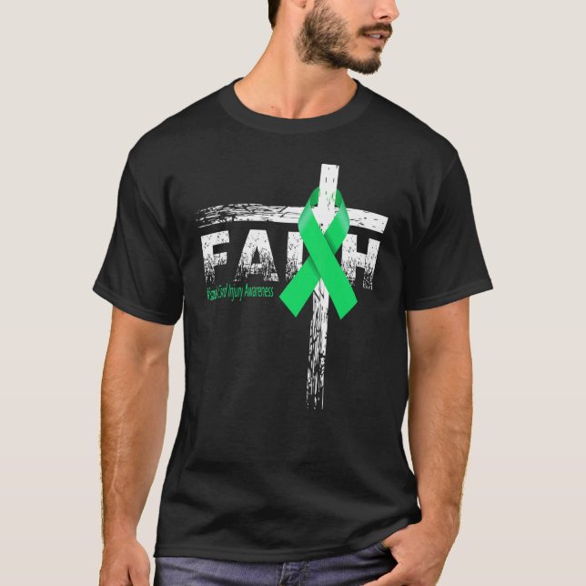 Spinal Cord Injury Awareness Christian Faith & Cro T-Shirt (Front)