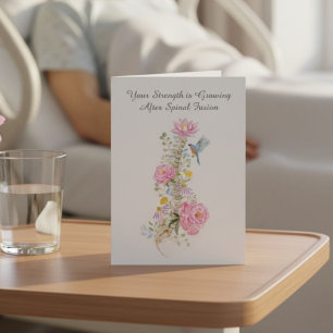 Spinal Fusion Recovery Floral Spine with Bluebird Card