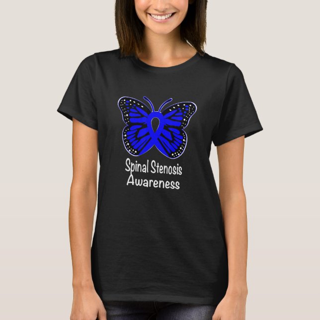 Spinal Stenosis Awareness Warrior Support Blue Rib T-Shirt (Front)