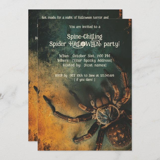 🕷️Spine-Chilling Spider HALLOWEEN Party Invitation (Front/Back)