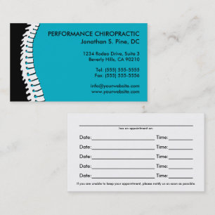 Spine Cutout Chiropractic Appointment Cards