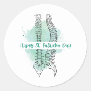Spine St. Patrick's Day Stickers, Chiropractic,  Classic Round Sticker