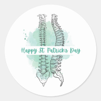 Spine St. Patrick's Day Stickers, Chiropractic, Classic Round Sticker