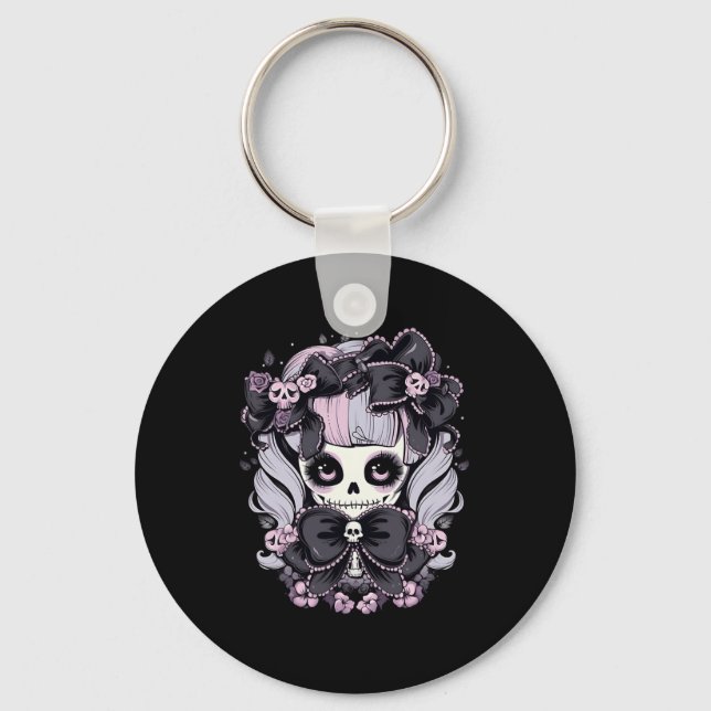 Spine-tingling Thrills Halloween Skull Artwork  Key Ring (Front)