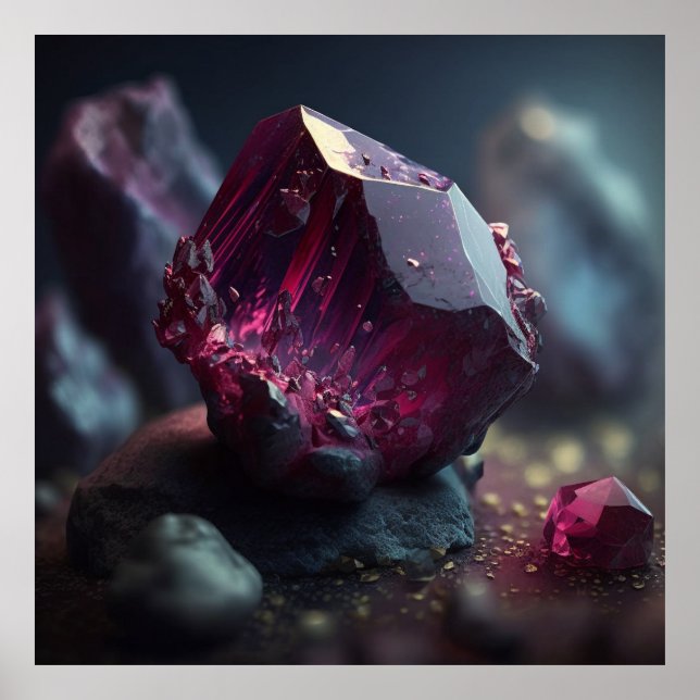 Spinel Crystal Macro, Vibrant Gemstone Art Poster (Front)