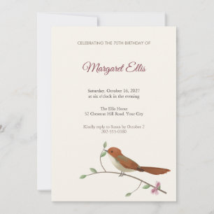 Spinetail Bird 70th Birthday Party Invitation