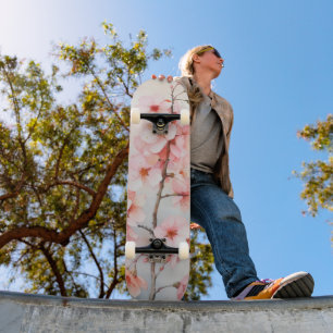 Sping Pink Sakura Branch Skateboard