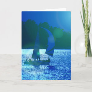 Spinnaker Racing Sailboat  Greeting Card