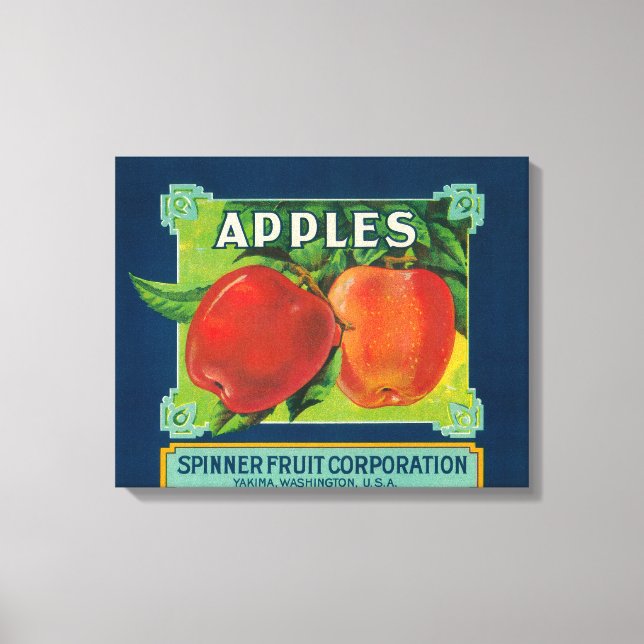 Spinner Fruit Apple Label - Yakima, WA Canvas Print (Front)