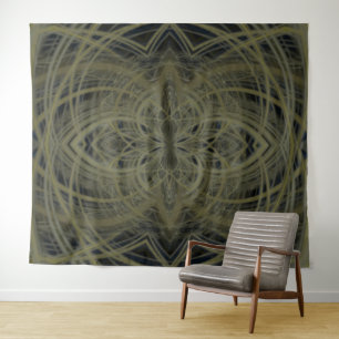 Spinning 4D Electric Lotus gold black grey beige Tapestry
