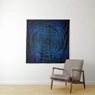 Spinning blue ripples tapestry
