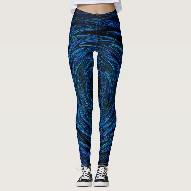 Spinning blue waves leggings (Front)