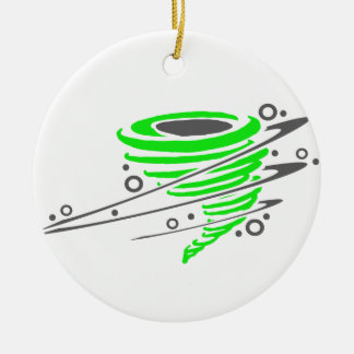 Spinning green tornado ceramic tree decoration