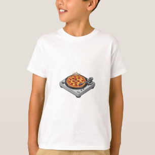 Spinning Pizza Party Record Player Kids T-Shirt