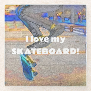 Spinning the Deck - Skateboard Trick Glass Coaster