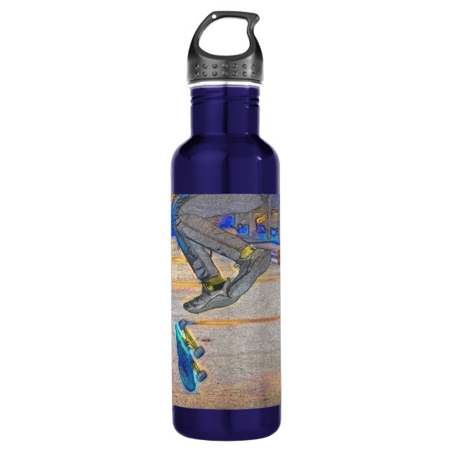 Spinning the Deck - Skateboarding Trick 710 Ml Water Bottle (Front)