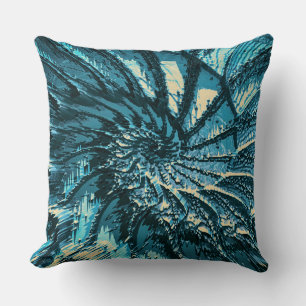 Spinning Turquoise Fractal Cushion