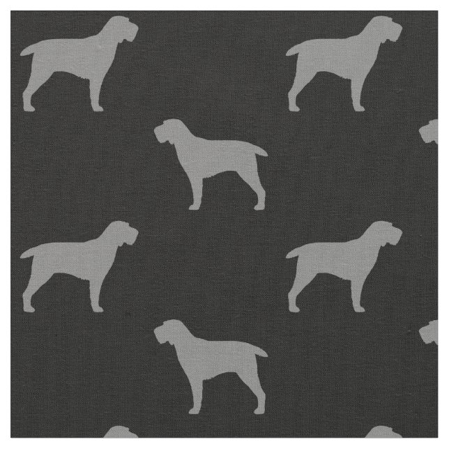 Spinone Italiano Dog Breed Silhouettes Patterned Fabric (Close Up)