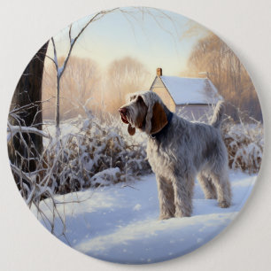 Spinone Italiano Let It Snow Christmas 6 Cm Round Badge