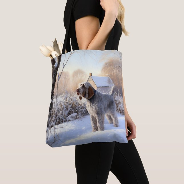 Spinone Italiano Let It Snow Christmas Tote Bag (Close Up)