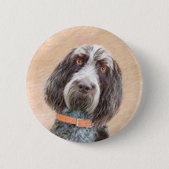 Spinone Italiano Painting - Cute Original Dog Art 6 Cm Round Badge (Front)