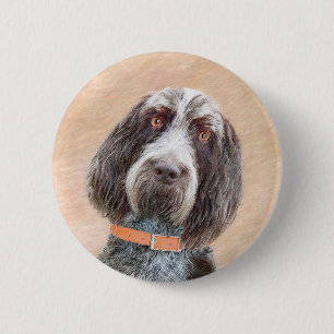 Spinone Italiano Painting - Cute Original Dog Art 6 Cm Round Badge