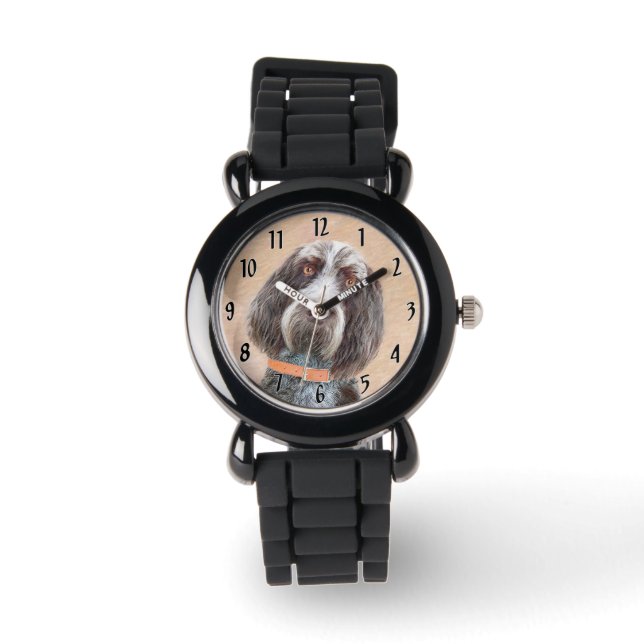 Spinone Italiano Painting - Cute Original Dog Art Watch (Front)