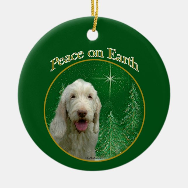 Spinone Italiano Peace Ceramic Tree Decoration (Front)