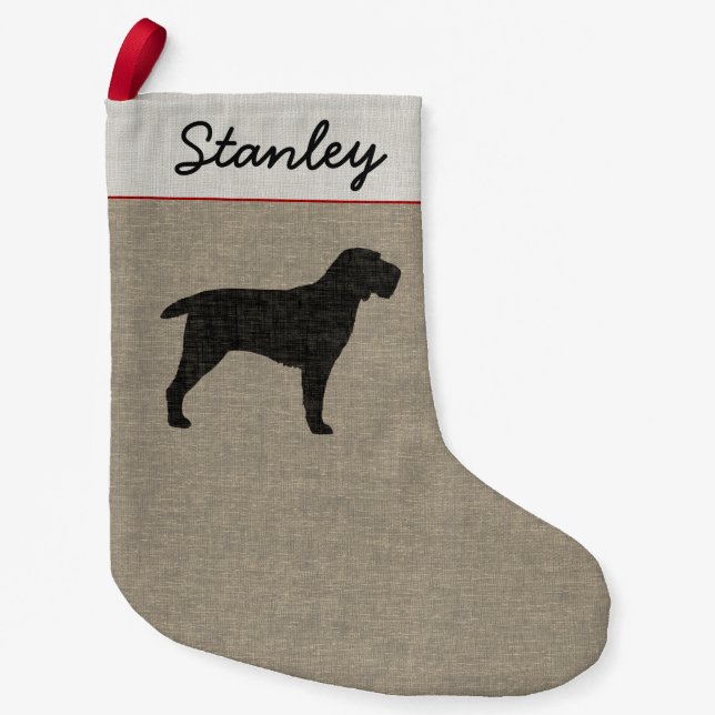 Spinone Italiano Silhouette Dog Breed Holiday Xmas Small Christmas Stocking (Front)