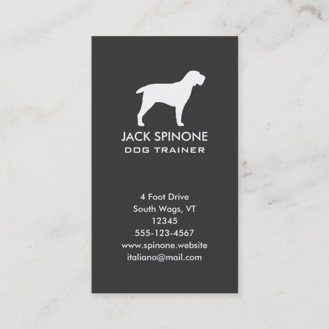 Spinone Italiano Silhouette Vertical Business Card (Front)