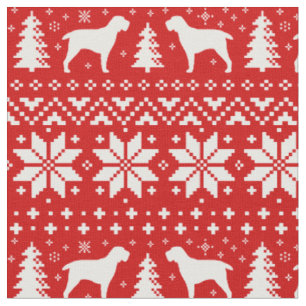 Spinone Italiano Silhouettes Christmas Pattern Red Fabric