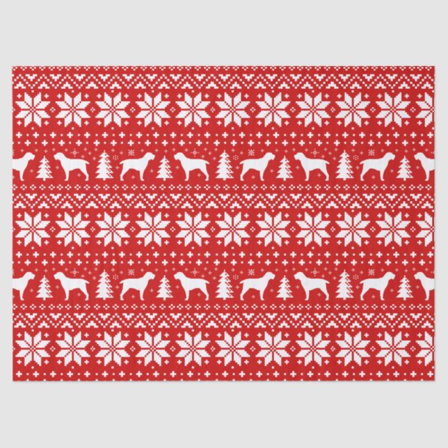 Spinone Italiano Silhouettes Christmas Pattern Red Tissue Paper (Front)