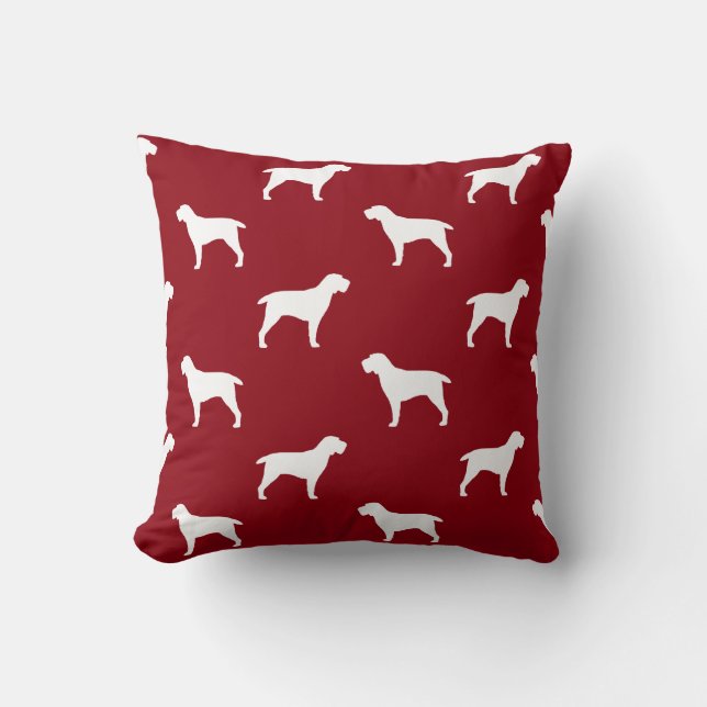 Spinone Italiano Silhouettes Pattern Red Cushion (Front)