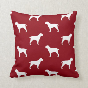 Spinone Italiano Silhouettes Pattern Red Cushion