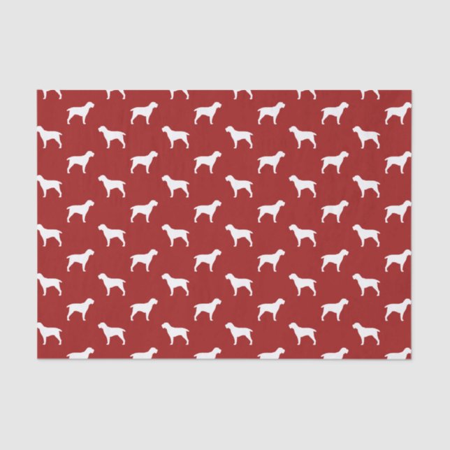 Spinone Italiano Silhouettes Pattern Red Tissue Paper (Front)