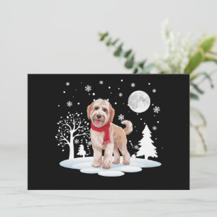 Spinone Italiano Under Moonlight Snow Christmas  Holiday Card