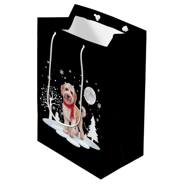 Spinone Italiano Under Moonlight Snow Christmas  Medium Gift Bag (Front Angled)