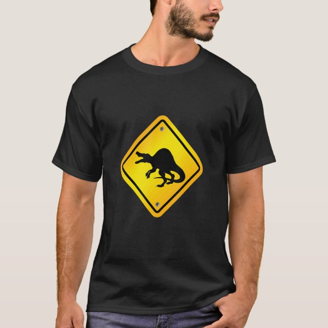 Spinosaurus Dinosaur Crossing Design T-Shirt (Front)