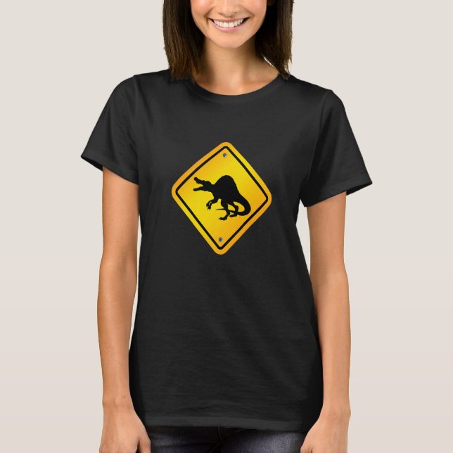 Spinosaurus Dinosaur Crossing T-Shirt (Front)